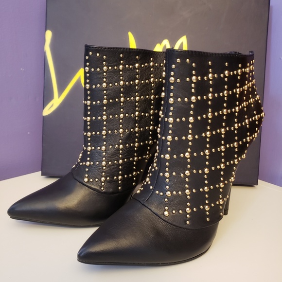 Taylor Trash Shoes - Diane Studded Booties in Black by Taylor Trash